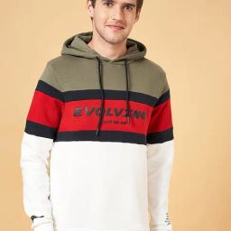 People by Pantaloons Off White Regular Fit Colour Block Hooded Sweatshirt-picture-24