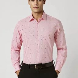 Van Heusen Pink Cotton Regular Fit Printed Shirt-image-17