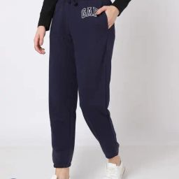 GAP Navy Blue Cotton Solid Joggers-image-44