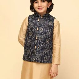 KISAH Boys Navy Printed Nehru Jacket-picture-43