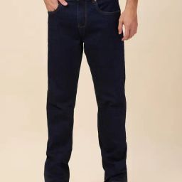 Being Human Navy Blue Blended Regular Fit Solid Jeans-picture-1