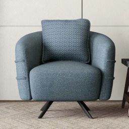 Durian Cassandra Teal Blue Fabric 1 Seater Sofa-36