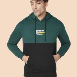 Urban Ranger by Pantaloons Teal Regular Fit Colour Block Hooded Sweatshirt-image-28
