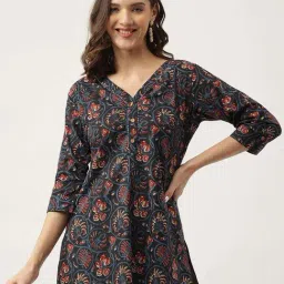 Divena Navy Cotton Floral Print Top-image-54