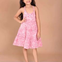 LilPicks Kids Pink Cotton Floral Print Dress-image-72