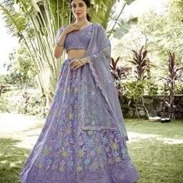 Warthy Ent Embroidered Sequinned Semi-Stitched Lehenga & Unstitched Blouse With Dupatta-image-81