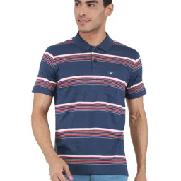 Monte Carlo Blue Regular Fit Striped Polo T-Shirt-picture-26