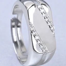 Clara 92.5 Sterling Silver Adjustable Swiss Zirconia Boaz Band Ring for Men-image-54