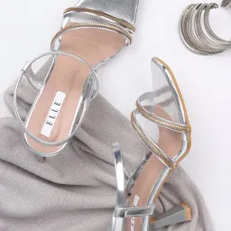 Elle Women's Silver Sling Back Stilettos-image-24