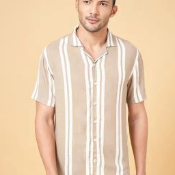 YU by Pantaloons Beige Regular Fit Striped Shirt-image-30