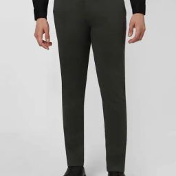 Peter England Pine Green Slim Fit Trousers-image-94
