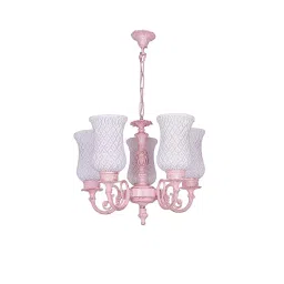 Fos Lighting Chandelier with Mud Pink Glass Shades 40 W Mild Steel, Glass Distressed, Pink-AL-PINA-SamaMudPink-CH5-image-43