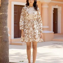 ZUMMER Floral Printed Pure Cotton Fit & Flare Dress-picture-16
