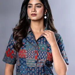 BAESD Print Cotton Shirt Style Crop Top-image-64