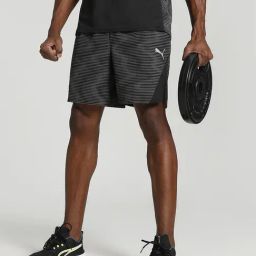 Puma Black Regular Fit Self Pattern Sports Shorts-image-95