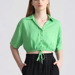 Only Green Regular Fit Cropped Shirt-image-89