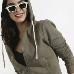Campus Sutra Green Cotton Sweatshirt-image-44
