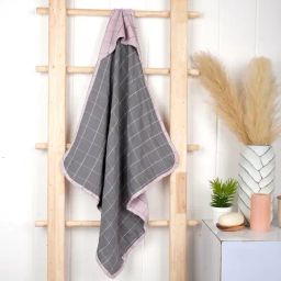 Doctor Towels Banana Double Cloth Checks Pink 380 GSM Viscose Bath Towel-image-28