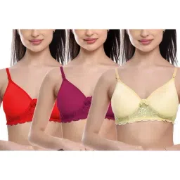 FIMS: Fashion is my Style Purple & Beige Lace Work Everyday Bras - Pack Of 3-picture-34