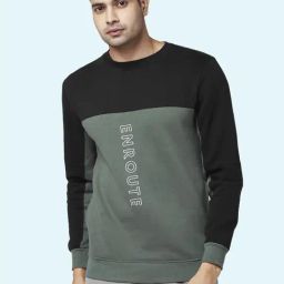 Urban Ranger by Pantaloons Sage Green Regular Fit Colour Block Sweatshirt-picture-13