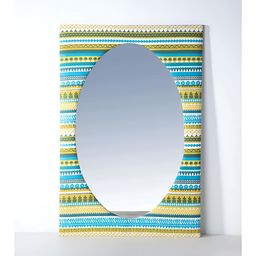 FREEDOM TREE Valli Green & Blue Printed Oval Shaped Glass Wall Mirror-37