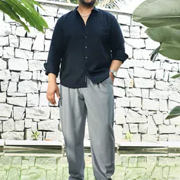 Instafab Plus Men Textured Relaxed Fit Mid-Rise Trousers-image-62