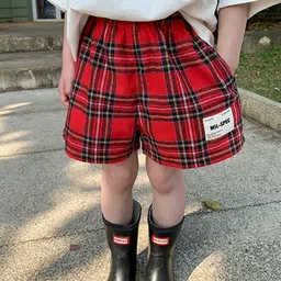 LULU & SKY Girls Checked Loose Fit High-Rise Shorts-image-30