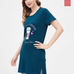 Dreambe Women 2 Printed Extended Sleeves Applique T-shirt-picture-31