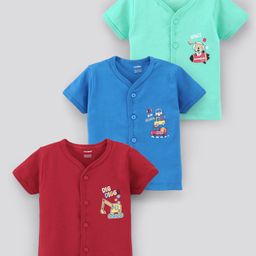 Cucumber Half Sleeves Vests Placement Print Pack of 3- Red Blue Green-picture-13