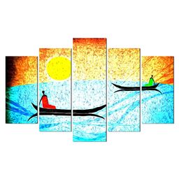 WENS Fusion Modern Art 5 Pieces Laminated Wall Panels  -Multicolor-22
