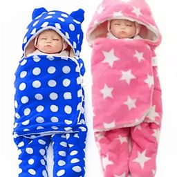 Babyzone Dot Printed and Star Printed  Baby Wrap Wearable Blanket For Baby Boys and Girls Pack of 2 - Blue & Pink-image-21