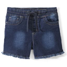 Pine Kids Denim Washed Knit Mid Thigh Length Shorts - Blue-image-24