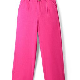 Primo Gino 100% Cotton Woven Full Length Flaired Solid Trouser - Dark Pink-picture-24