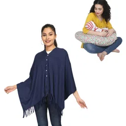 nene MultiPurpose Knitted Breastfeeding Shawl & Pillow Combo - Navy-picture-33