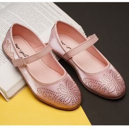 boyz n galz Floral Shaped Stones Embellished Mary Jane Ballerinas With Velcro Closure - Pink-image-94