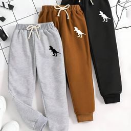 Googo Gaaga Cotton Knit Pack Of 3 Dinosaurs Printed Pajamas - Grey Brown & Black-image-30