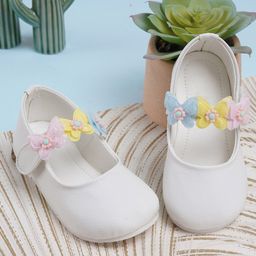 Neska Moda Butterfly Applique Detailed Mary Jane Ballerinas - White-image-59