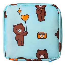 House of Quirk Sanitary Napkin Storage Bag Cosmetic Bag Menstrual Pad Bag With Zipper Storing Sanitary Pads For Women - Blue Bear-image-16