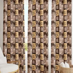 POORAK Brown & Yellow 3 Pieces Ethnic Motifs Printed Sheer Door Curtain-image-28