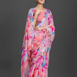 NIRMAL CREATION Abstract Printed Zari Saree image 5