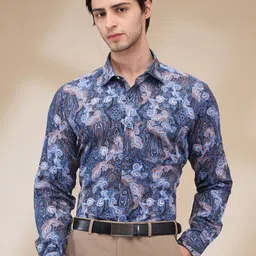 Park Avenue Men Spread Collar Abstract Printed Cotton Slim Fit Formal Shirt-image-98