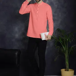 Fifth U Men Peach Kurta-image-47