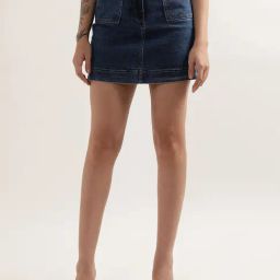 Elle Mid Blue Circular Denim Mini Skirt-image-17