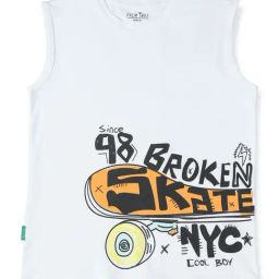 Palm Tree Kids White Printed Vest-image-15