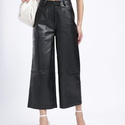 glitchez Women Crop Edge Faux Leather Trouser-image-33
