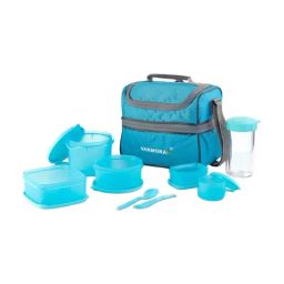 Varmora Classic Blue Stainless Steel Lunch Box - Set of 8-24