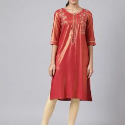 Aurelia Maroon Regular Fit Geometric Kurta-14