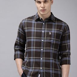 U.S. Polo Assn. Tailored Fit Checked Pure Cotton Casual Shirt-image-88