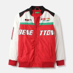 United Colors of Benetton Boys Colourblocked Bomber with Patchwork Jacket-image-36