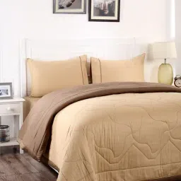 Maspar Vincent Brown Cotton 240 TC Reversible Quilt - Set of 4-8